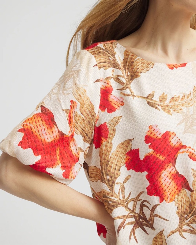 Floral Bubble-Hem Blouse - image 4